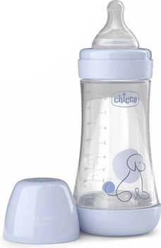Пляшка для годування Chicco Perfect 5 із силіконовою соскою 2+ місяців 240 мл Блакитна (8058664180981)