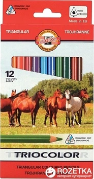 Олівці кольорові Koh-i-Noor Triocolor Jumbo Horses 12 кольорів (8593539227403)