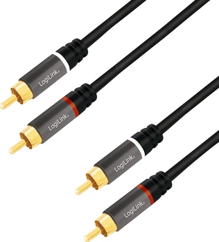Кабель аудио LogiLink 2x RCA - 2x RCA 1 м Черный (4052792052398)