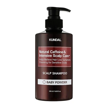 Бессульфатный шампунь против выпадения волос с кофеином Baby Powder KUNDAL Natural Caffeine & Intensive Scalp Care Shampoo Baby Powder 500 мл