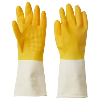 Рукавички для прибирання розмір S IKEA RINNIG яскраво-жовті/кремові 705.658.54