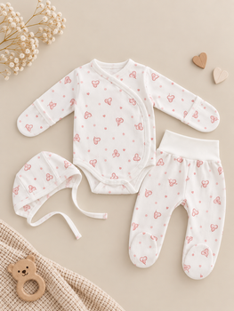 Комплект 3 од. RoyalBaby Сердечка Happy з боді (байка) р.56 см, 0-3 міс