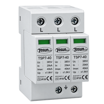 Ограничитель импульсного перенапряжения TOSUNlux TSP7-40, 3P, 20–40 кА, тип C (T2), 275 В AC