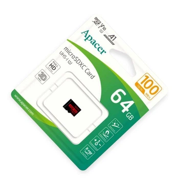 Карта памяти microSDHC 64Gb class 10 Apacer до R100MB, s