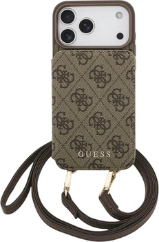 Чохол-гаманець для смартфона Apple iPhone 18 Pro/iPhone 17 Pro Guess 4G Cardslots & Magnetic Closure Crossbody Brown (3666339681104)