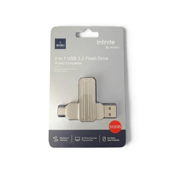 Флеш накопитель WiWU Wi-FD003 512G 2in1 USB + USB-C Infinite Series серебряный