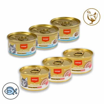 Набір вологого корму Wanpy Gold Paste - для котів, асорті риба/курка, 6шт *85 г (6927749853336/nabir)