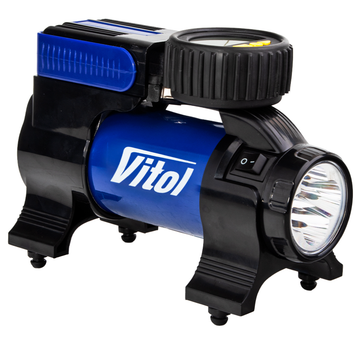 Компрессор автомобильний ViTOL K-22 100psi/14Amp/37л/Фонарь/Автостоп/прикуриватель