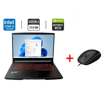 Игровой ноутбук MSI Thin GF63 12VE / 15.6" (1920x1080) IPS / Intel Core i5-12450H (8 (12) ядер по 3.3 - 4.4 GHz) / 16 GB DDR4 / 512 GB SSD M.2 / nVidia GeForce RTX 4050, 6 GB GDDR6, 96-bit / WebCam б/у + Подарок Проводная мышь / USB