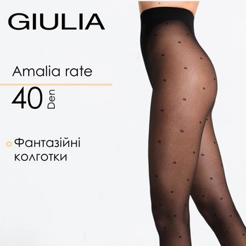 Колготки жіночі в горошок з імітацією сітки Giulia AMALIA RETE 40 (1) 2 Black-nero, імітація сітки, чорні, з малюнком