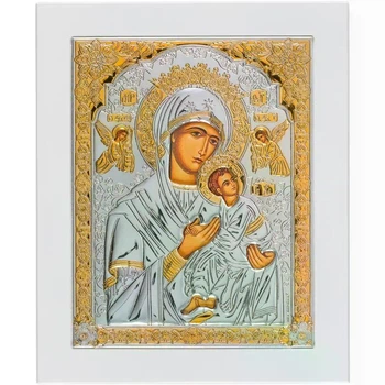 Икона Неустанной Помощи (Страсная) Богородица серебряная с позолотой (13 х 15,5 см) Ekklesia 6788/2W