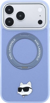 Чохол для смартфона Apple iPhone 18 Pro Max/iPhone 17 Pro Max Karl Lagerfeld with Ring Stand 360 Choupette Head Pin MagSafe Light Blue (3666339658496)