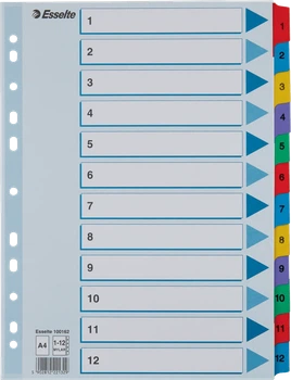 Kartonowe przekładki Esselte Mylar A4 1-12 (5902812221329)