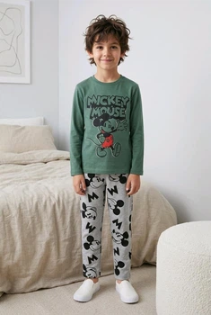 Детская пижама для мальчика Микки Маус Disney 122-128 см (6-8 лет) селеный/серый