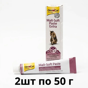 Паста GimCat Malt-Soft Paste Extra Малт софт для котів, виведення шерсті зі шлунку 50 г × 2 штуки