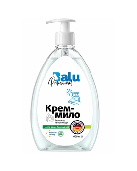 Жидкое крем-мыло BALU Professional Алоэ вера и зеленый чай для увлажнения и смягчения кожи с дозатором 600 мл (4820159428038)