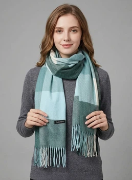 Кашемировый шарф бирюзовый Cashmere С04