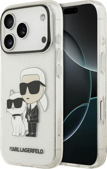Etui do smartfona Apple iPhone 18 Pro/iPhone 17 Pro Karl Lagerfeld IML NFT Glitter Karl&Choupette Transparent (3666339683061)