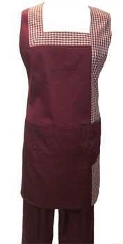 Передник перекидной с брюками, костюм горничной бордовый Atteks - 00804 54