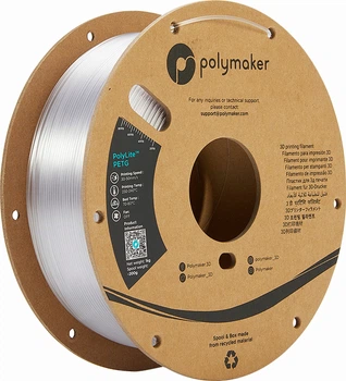 Filament Polymaker do druku 3D PolyLite Translucent PETG 1 kg (6938936710134)