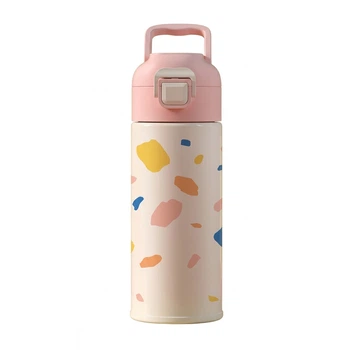 Детская термобутылка Fuguang с кнопкой 400 мл Kawaii Pink