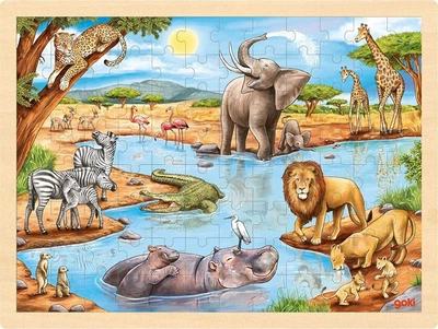 Puzzle drewniane Goki Afrykańska sawanna 96 elementów (5220249)