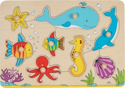 Puzzle drewniane z uchwytami Goki Podwodny świat 8 elementów (5210503)