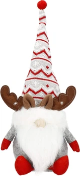 Новогодняя фигурка Springos CA1010 Гном с рожками оленя 50 см серый (5907719440095)