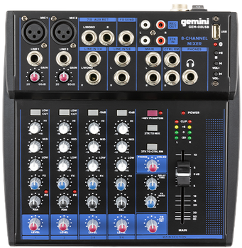 Mikser analogowy z USB Gemini GEM-08USB (747705007100)