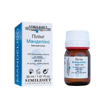 Хімічний пілінг Simildiet Mandelico Peeling з мигдалевою кислотою 50% і ДМАЕ 2%, 30 мл