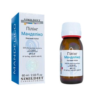 Хімічний пілінг Simildiet Mandelico Peeling з мигдалевою кислотою 50% і ДМАЕ 2%, 60 мл