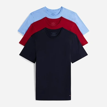 Набір футболок натільних чоловічих бавовняних Tommy Hilfiger 352523569 M 3 шт Темно-синій/Червоний/Блакитний (1163326724)