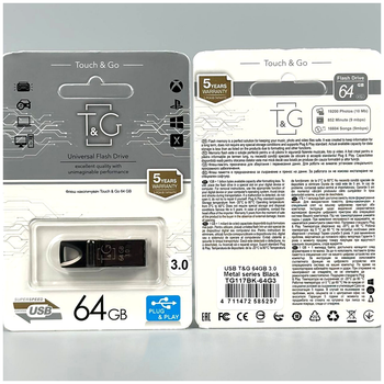 USB флешка 64Гб USB 3.0 металлический накопитель T&G 117 серый