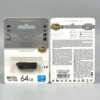 USB флешка 64Гб USB 3.0 металлический накопитель T&G 114 черный