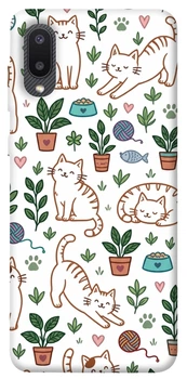 Чехол для Galaxy A02 с принтом Cats pattern