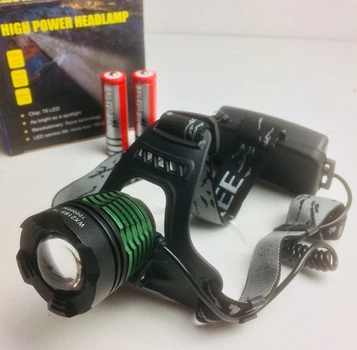 Фонарь HeadLight налобный с оптическим зумом Чёрный (WX-2188-T6)