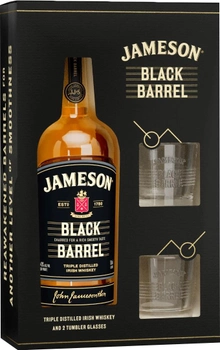 Виски Jameson Black Barrel 0.7 л 40% + 2 бокала в коробке (5011007024345)