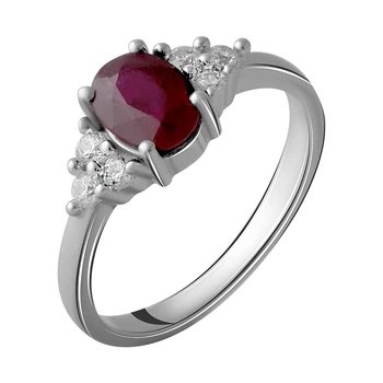 Срібна каблучка з натуральним рубіном 1.397ct, вага виробу 2,82 гр (2058045)