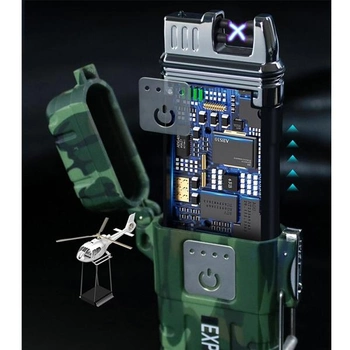 Зажигалка Explorer электроимпульсная сенсорная USB влагозащищённый корпус 7,5см Камуфляж (6863)