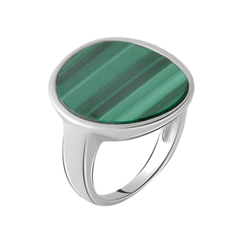 Серебряное кольцо с малахитом, вес изделия 4,77 гр (2064084)