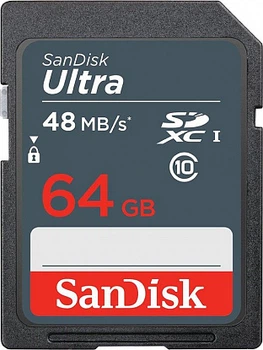 Карта памяти SanDisk SDHC Class 10 UHS-I R48MB/s Ultra 64GB