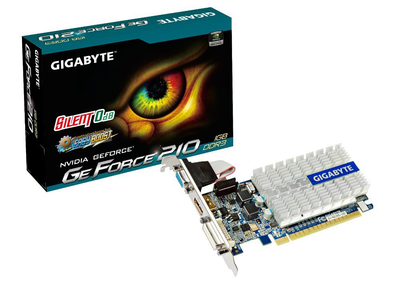 Видеокарта GeForce 210 Gigabyte 1Gb DDR3 64bit VGA/DVI/HDMI 520/1200MHz Silent GVN210SL1GI