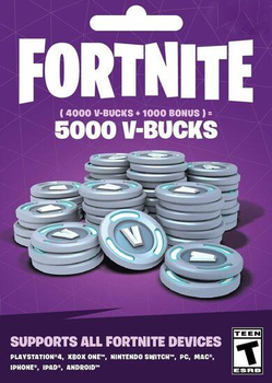 Fortnite 5000 В-баксов 4000 + 1000 V-BUCKS Nintendo Switch