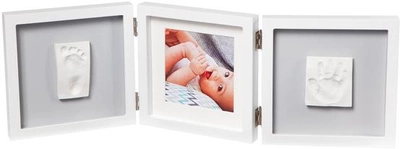 Набор для создания отпечатка ручки и ножки малыша Baby Art Тройная рамка квадратная Бело/серая (3601095500) (3220660304523)