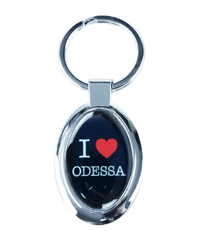 Брелок "I Love Odessa" чорний овальний