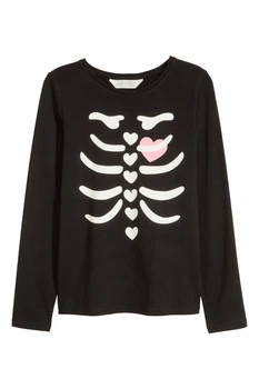 Лонгслив H&M 74см чорний білі серддечки 5576716