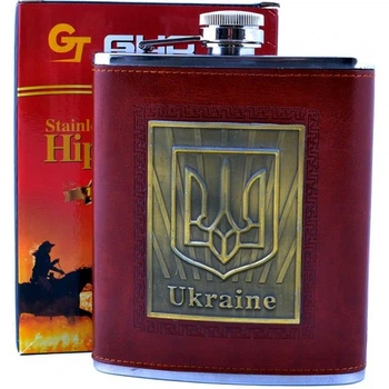 Фляга 454 мл Ukraine Country, Нержавеющая Сталь, Кожа
