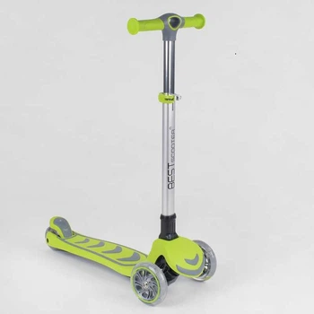 Самокат трехколесный 46987 Best Scooter складной алюминиевый руль, 4 колеса PU со светом, d=12 см