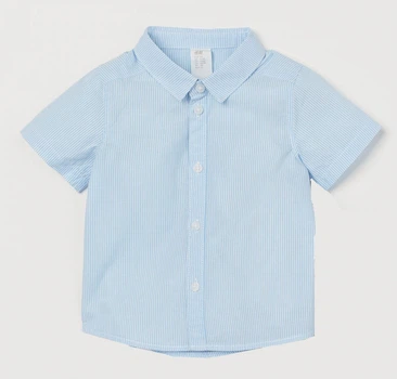 Рубашка удлиненная спина для мальчика H&M 0760907001 056 см (1-2 months) Голубой