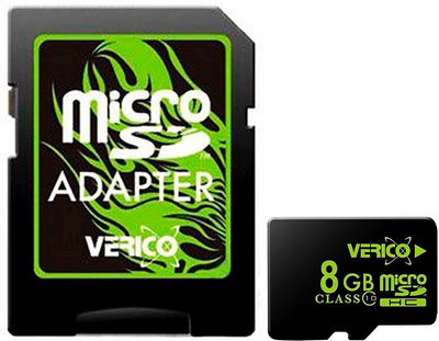 Карта памяти Verico microSDHC Class 10 SD adapter 8 Gb